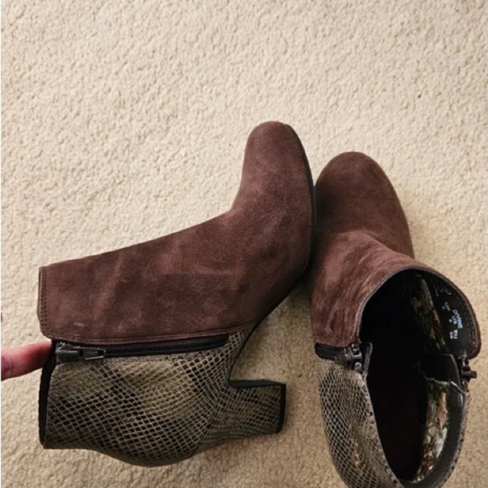 Hotter Chocolate Suede Boots with Textured Heel